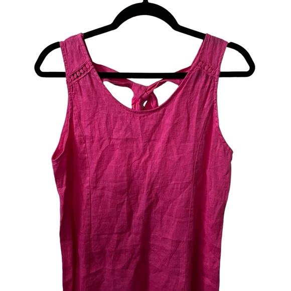 Terzo Millennio Pink 100% Linen Made In Italy Ruffle Hem Size Small Dress. - Picture 3 of 8